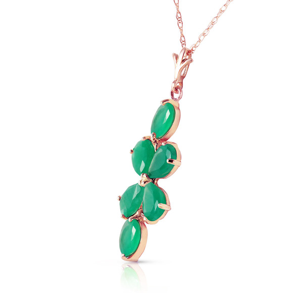14K. SOLID GOLD NECKLACE WITH NATURAL EMERALDS (Rose Gold) - Picture 3 of 3